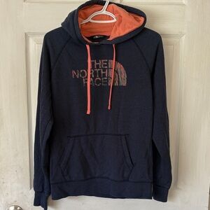 The North Face women’s Dark Blue and Coral Hoodie